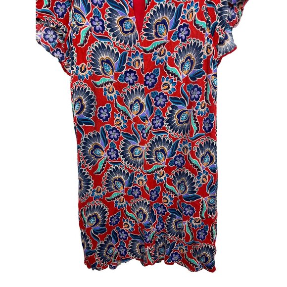 Everly Red Floral Cold Shoulder Mini Dress Boho Festival Small - Picture 10 of 12